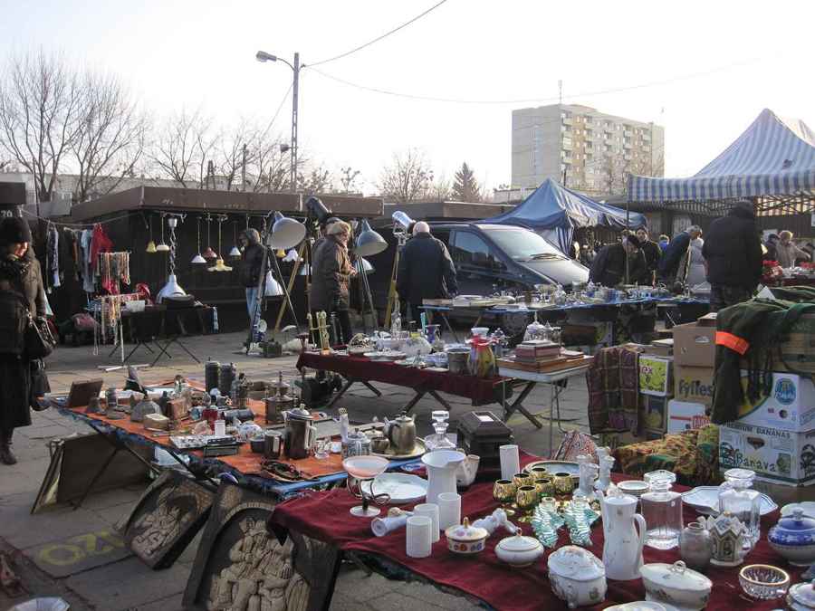 Stalls at the Bazar na Kole market in Warsaw