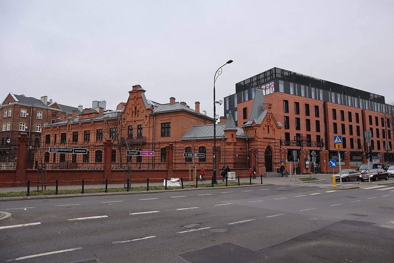 Red brick buildings of the Koneser Praga Center in Warsaw