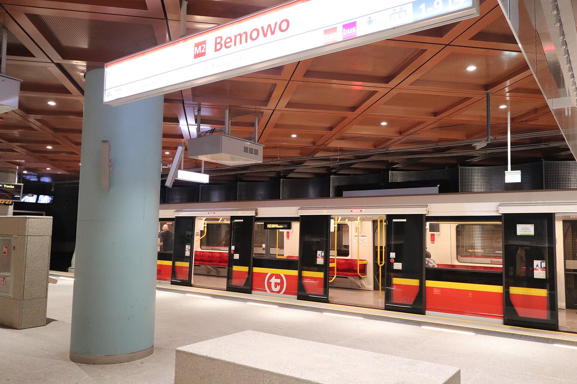 A train at M2 Bemowo station in Warsaw, closed for connection works 17-25 October 2026