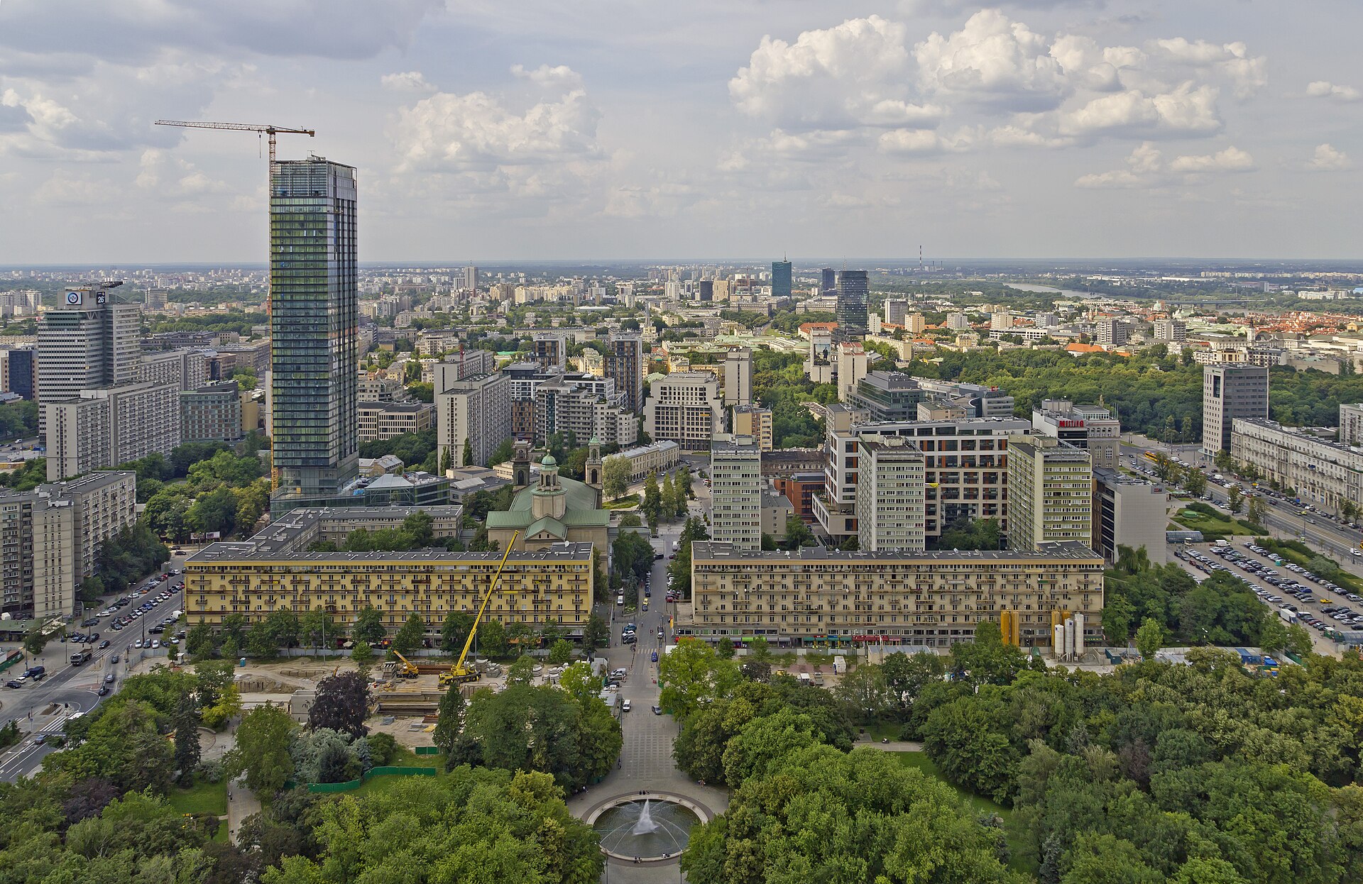 The view over central Warsaw from the Palace of Culture and Science