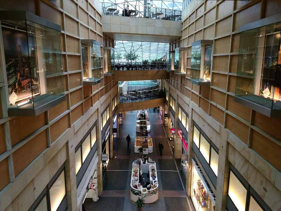 Inside the Złote Tarasy shopping centre in Warsaw, closed to shoppers on most Sundays