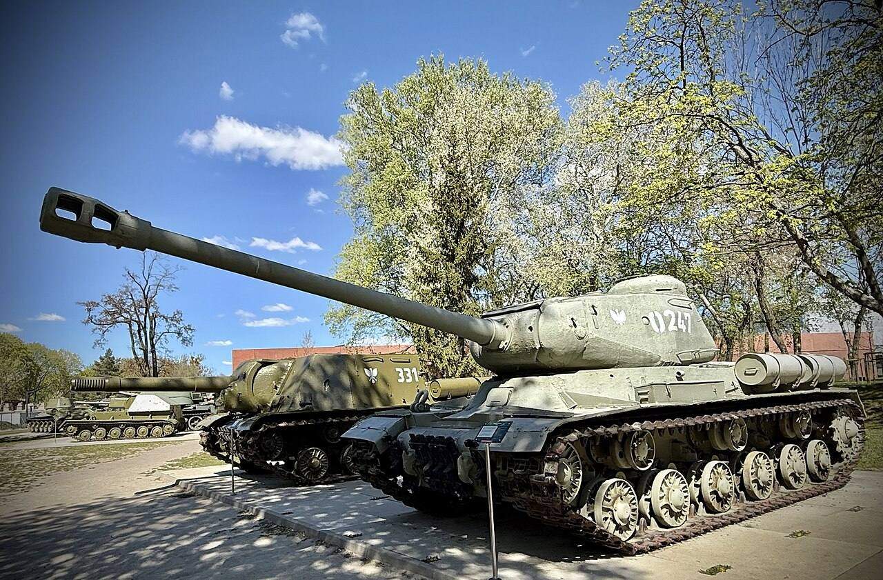 Historic IS-2 heavy tank displayed at the Polish Army Museum in Warsaw