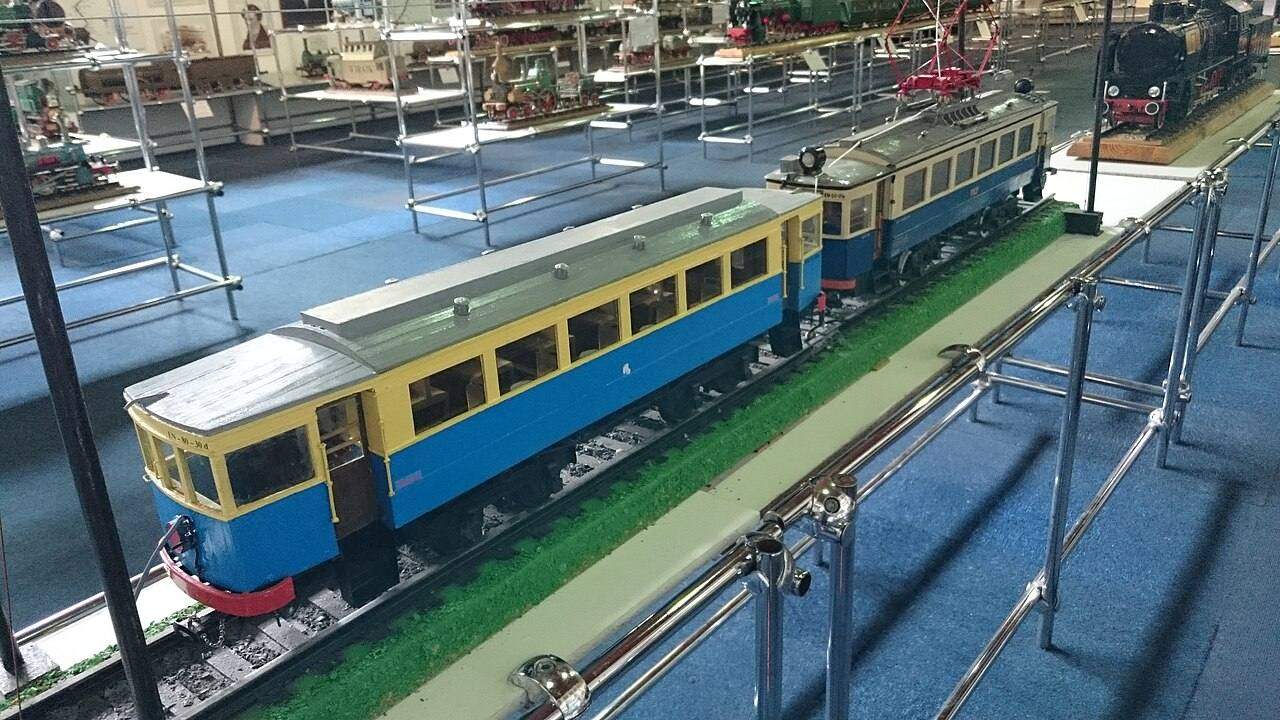 Historic steam locomotives at the railway museum in Warsaw