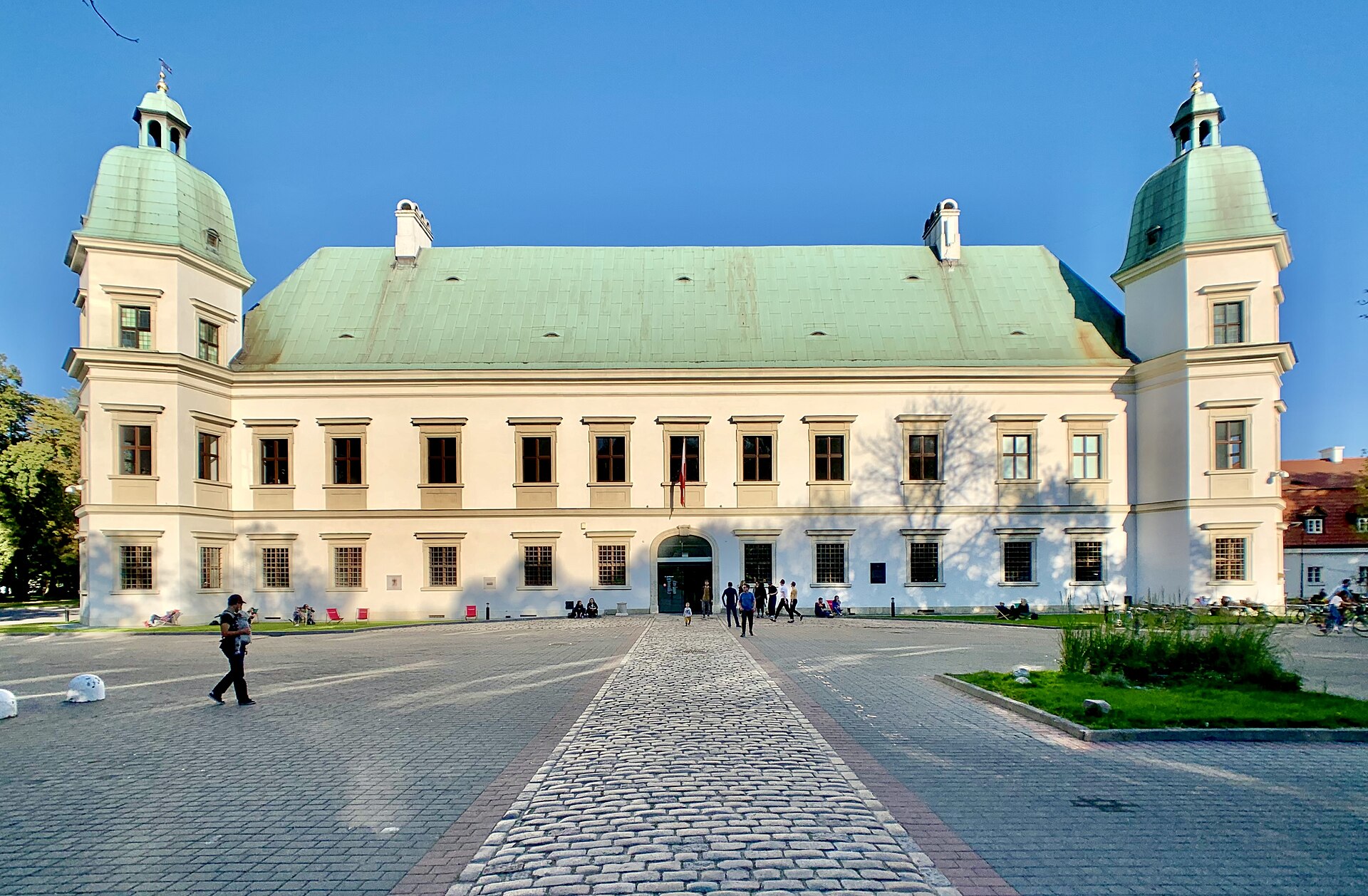 The front facade of the Ujazdów Castle in Warsaw