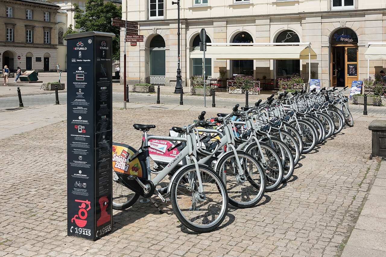 Veturilo city bike station in Warsaw