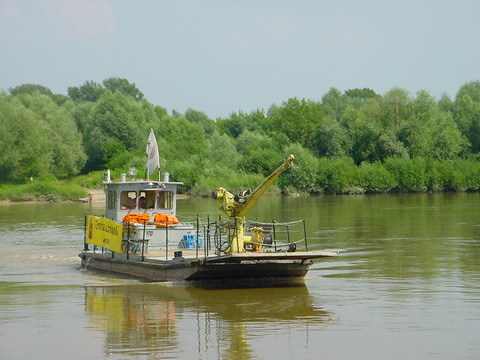 A ferry crossing the Vistula river in Warsaw