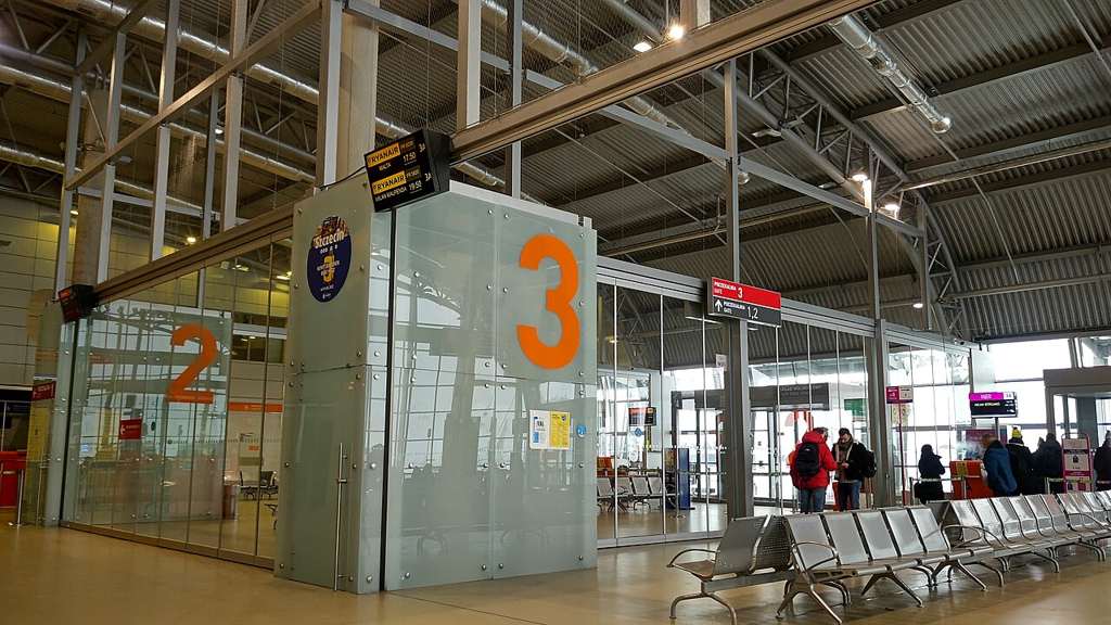 Inside the terminal of Warsaw Modlin Airport in 2026