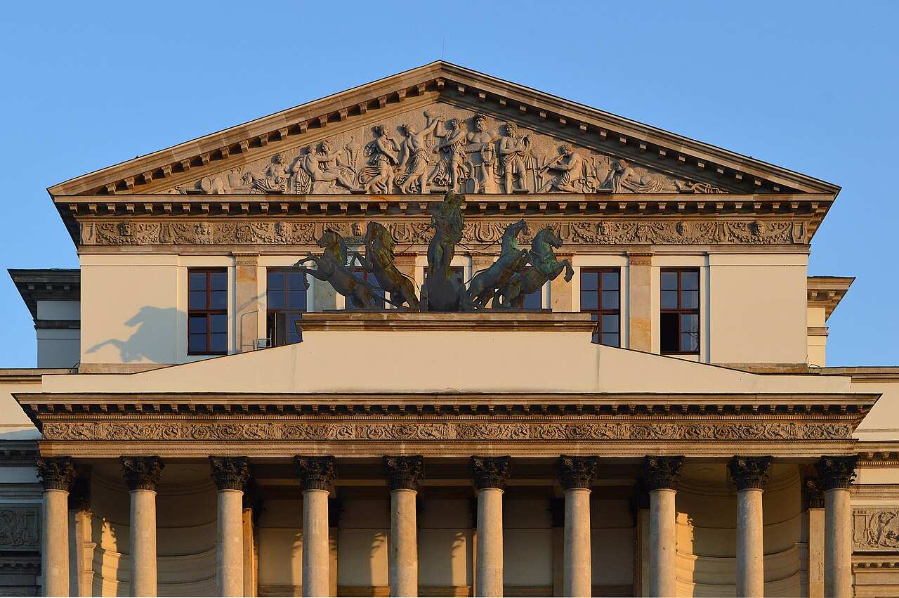 Facade of the Teatr Wielki opera house in Warsaw