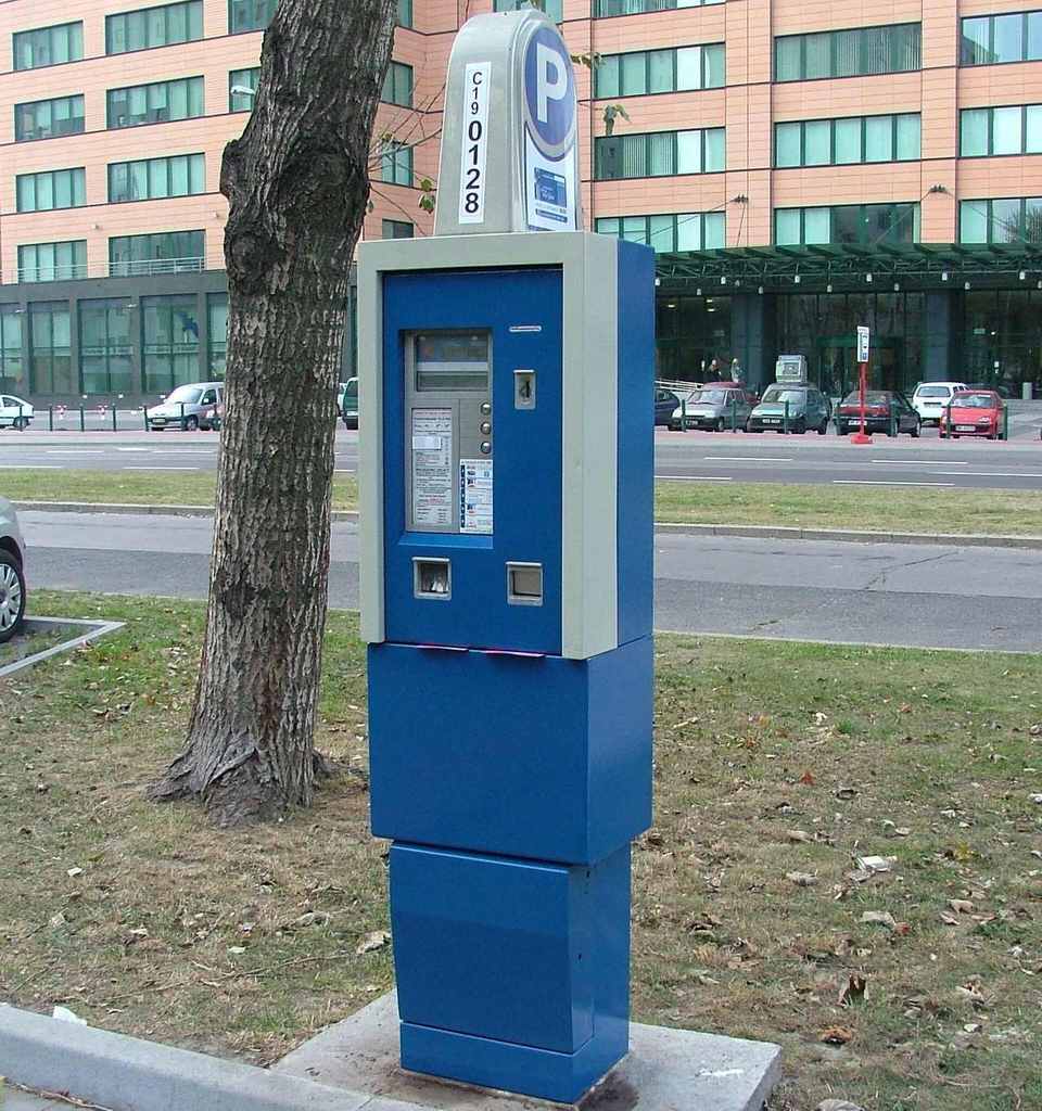 A parking meter in Warsaw’s paid parking zone
